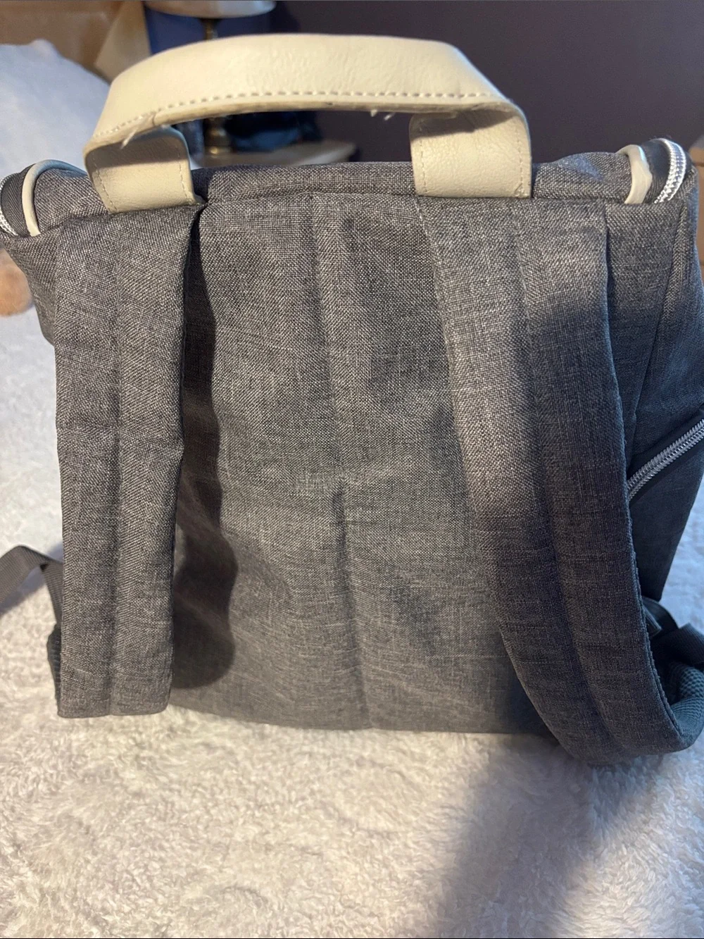Gray Backpack with Cream Trim by Unknown Brand - Everyday Travel Pack